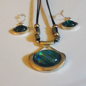 Pretty iridescent necklace and earrings